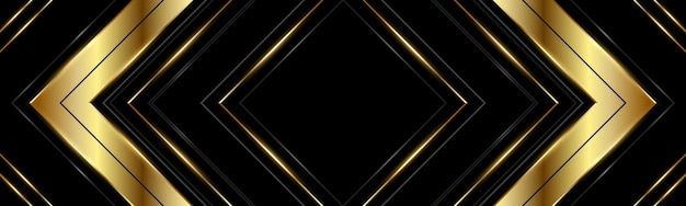 Fondo abstracto de lujo negro y dorado con triángulos dorados y flechas