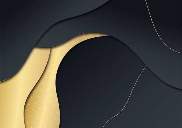 Fondo abstracto de lujo negro y oro. Patrón de línea diagonal dinámica de oro creativo. Fondo de vector premium formal para folleto comercial, cartel, cuaderno, plantilla de menú