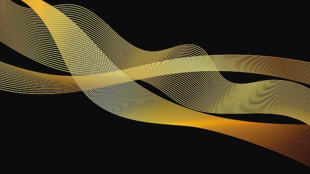 Fondo abstracto con lujosas ondas doradas en fondo oscuro Diseño de ondas de fondo de tecnología moderna Ilustración vectorial