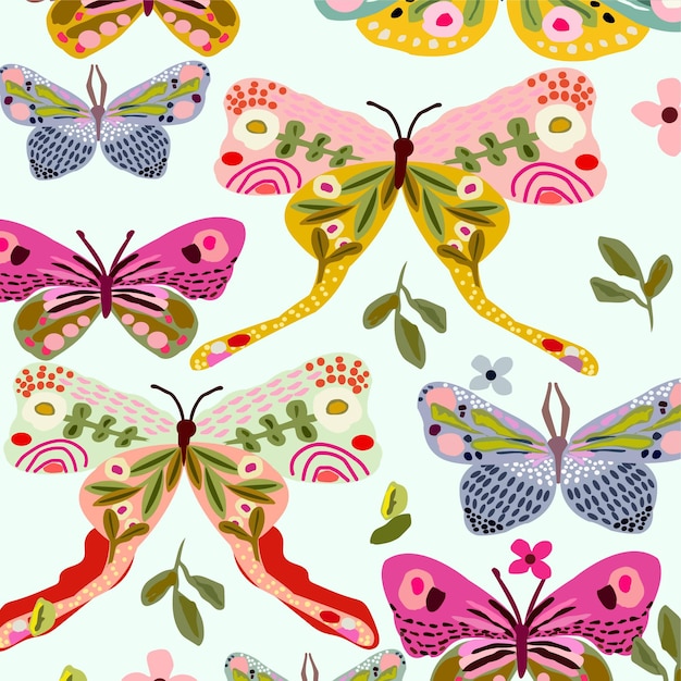 Fondo abstracto de mariposas de patrones sin fisuras