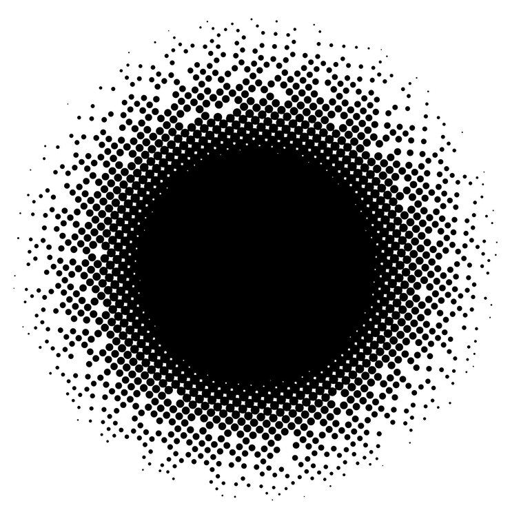 Vector fondo abstracto de medio tono en blanco y negro o círculo de estilo monocromático en bg transparente