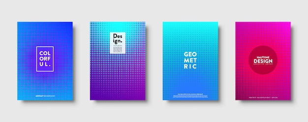 Fondo abstracto de medio tono con puntos diseño de gradiente colorido banderas geométricas modernas con