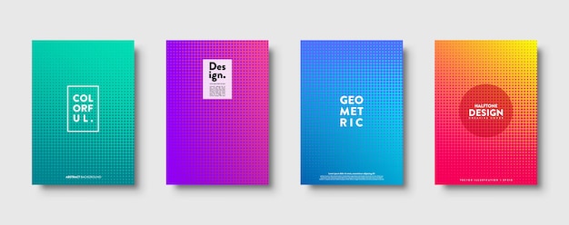 Fondo abstracto de medio tono con puntos diseño de gradiente colorido banderas geométricas modernas con