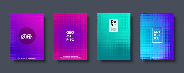 Fondo abstracto de medio tono con puntos diseño de gradiente colorido banderas geométricas modernas con