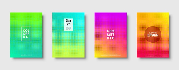 Fondo abstracto de medio tono con puntos diseño de gradiente colorido banderas geométricas modernas con