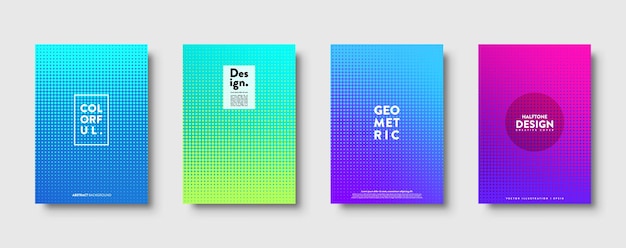 Fondo abstracto de medio tono con puntos diseño de gradiente colorido banderas geométricas modernas con