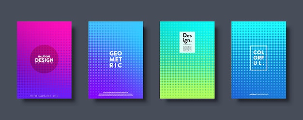 Fondo abstracto de medio tono con puntos diseño de gradiente colorido banderas geométricas modernas con