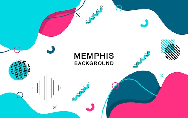 Fondo abstracto de memphis con elementos geométricos.