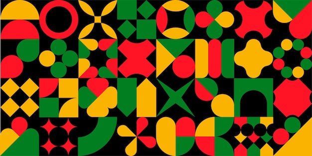 Fondo abstracto del mes de la historia negra color rojo amarillo verde negro para la tarjeta de cartel
