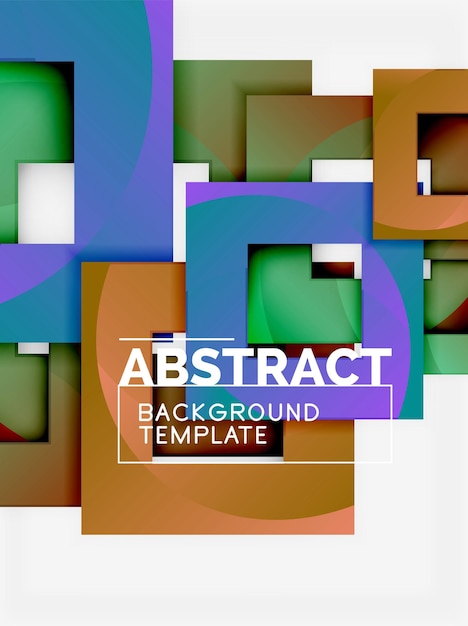 Fondo abstracto mínimo geométrico con composición de cuadrados multicolores