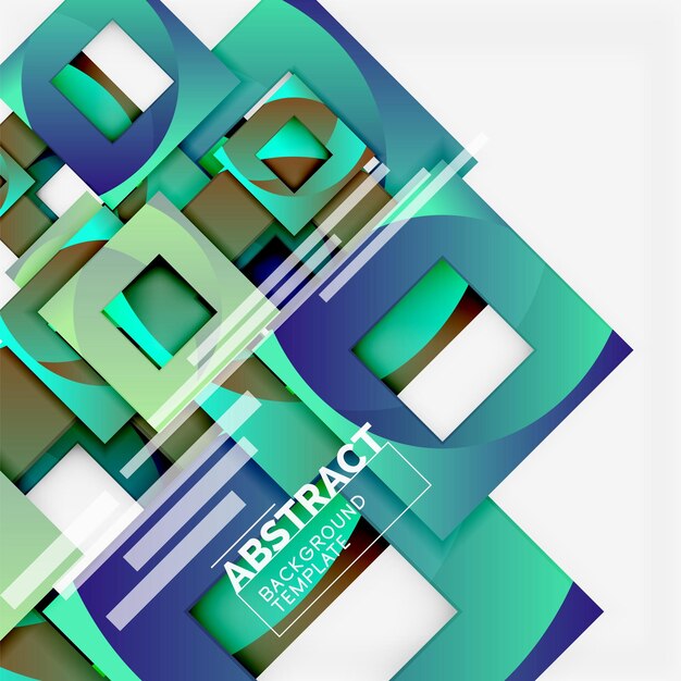 Fondo abstracto mínimo geométrico con composición de cuadrados multicolores