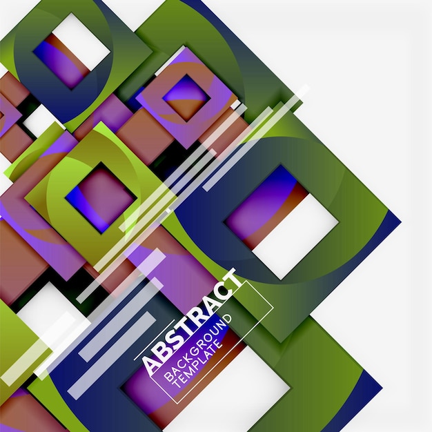 Fondo abstracto mínimo geométrico con composición de cuadrados multicolores