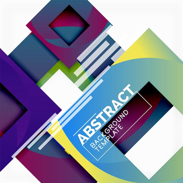 Fondo abstracto mínimo geométrico con composición de cuadrados multicolores
