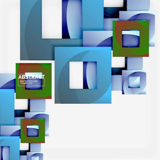 Fondo abstracto mínimo geométrico con composición de cuadrados multicolores