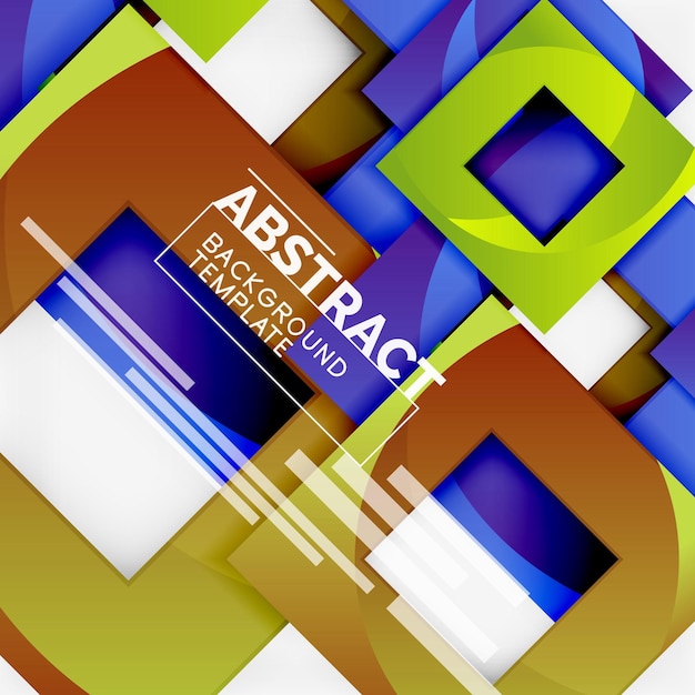 Fondo abstracto mínimo geométrico con composición de cuadrados multicolores