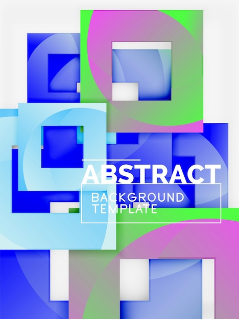 Fondo abstracto mínimo geométrico con composición de cuadrados multicolores