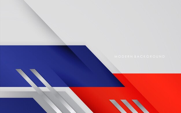 Fondo abstracto moderno azul rojo y blanco con diseño de colores plateados