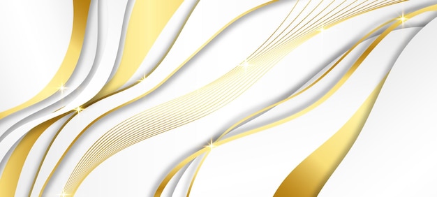 Fondo abstracto moderno blanco y dorado. Fondo blanco y dorado de lujo con capas 3d