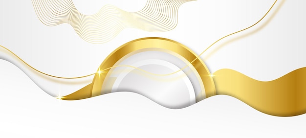 Fondo abstracto moderno blanco y dorado. Fondo de círculo de lujo con superposición 3d en capas