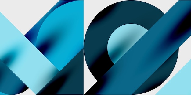 Fondo abstracto moderno con círculos, líneas y triángulos en una composición geométrica dinámica