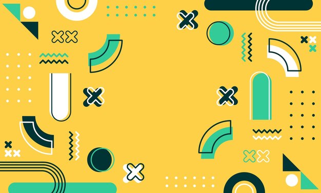 Fondo abstracto moderno con elementos de Memphis en amarillo y retró temáticos carteles pancartas y web