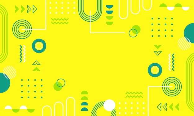 Fondo abstracto moderno con elementos de Memphis en amarillo y retró temáticos carteles pancartas y web