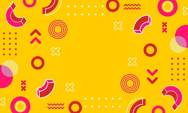 Fondo abstracto moderno con elementos de Memphis en amarillo y retró temáticos carteles pancartas y web