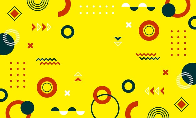 Fondo abstracto moderno con elementos de Memphis en amarillo y retró temáticos carteles pancartas y web