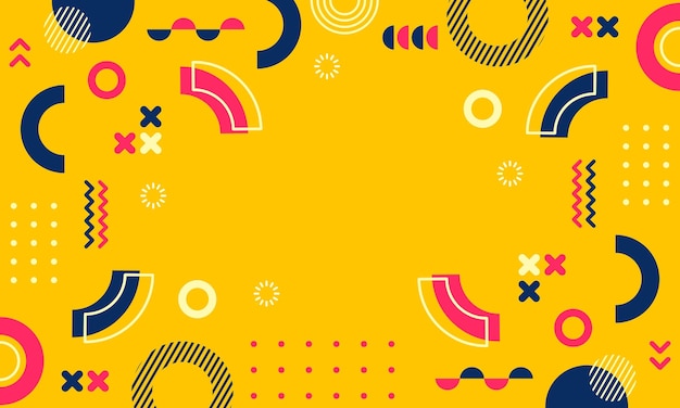 Fondo abstracto moderno con elementos de Memphis en amarillo y retró temáticos carteles pancartas y web