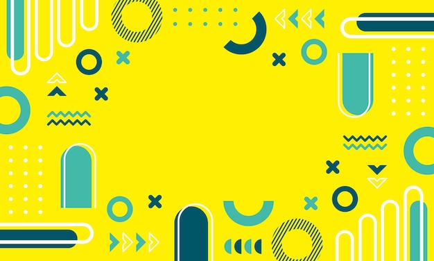 Fondo abstracto moderno con elementos de Memphis en amarillo y retró temáticos carteles pancartas y web