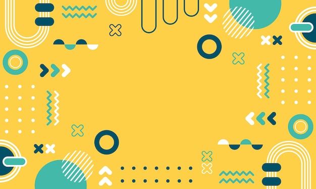 Fondo abstracto moderno con elementos de Memphis en amarillo y retró temáticos carteles pancartas y web
