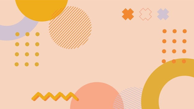 Fondo abstracto moderno con elementos de memphis de color naranja pastel y retrotemática