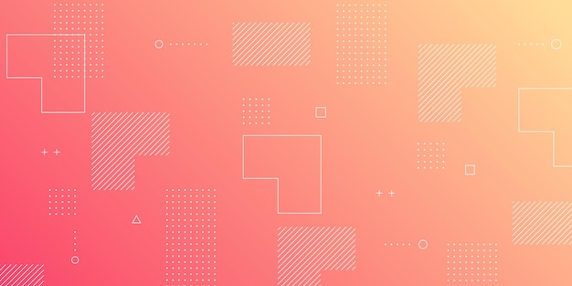 Fondo abstracto moderno con elementos retro de Memphis y pastel de gradiente blanco naranja y melocotón rojo