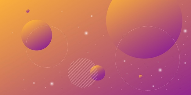 Fondo abstracto moderno con líneas circulares en gradación naranja y púrpura con un tema de tecnología digital.