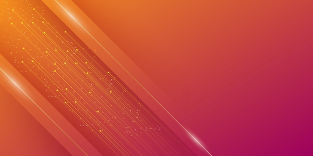 Fondo abstracto moderno con líneas diagonales o elementos de rayas y degradado de color naranja brillante con un tema de tecnología digital.