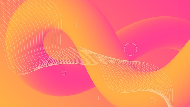 Fondo abstracto moderno Líneas de onda líquida fluida y color degradado rojo naranja