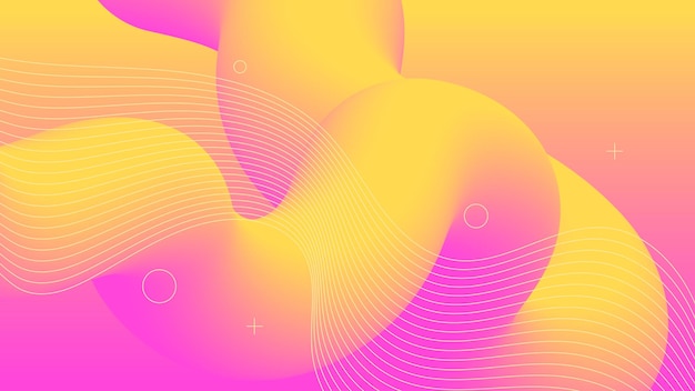 Fondo abstracto moderno Líneas de onda líquida fluida y color degradado rosa naranja