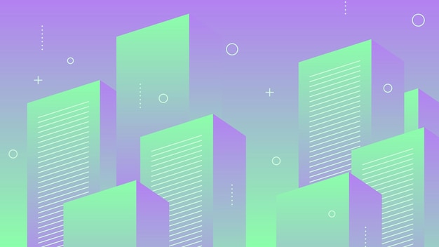 Fondo abstracto moderno con movimiento Bloques verticales Líneas retro Memphis y azul púrpura verde