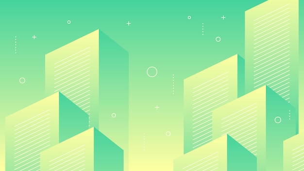Fondo abstracto moderno con movimiento Líneas de bloques verticales Memfis retro y gradiente verde amarillo