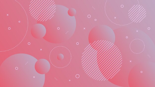 Fondo abstracto moderno con movimiento redondo Retro Memphis y color degradado rosa rojo