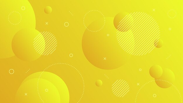 Fondo abstracto moderno con movimiento redondo Retro Memphis y degradado de color amarillo