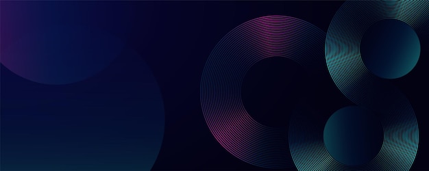 Un fondo abstracto moderno con patrones circulares interconectados con tonos de gradiente de azul y púrpura Una ilustración vectorial de concepto de tecnología digital