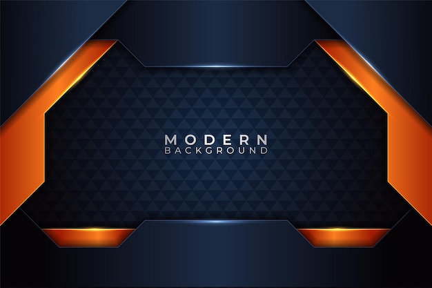 Fondo abstracto moderno Tecnología premium Azul oscuro con degradado naranja brillante