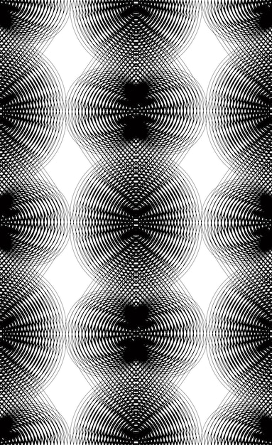 Fondo abstracto monocromático vectorial adornado con líneas negras superpuestas. Patrón gráfico decorativo simétrico, ilustración de rayas geométricas.