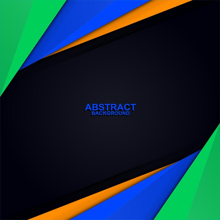 Fondo abstracto multicolor verde azul y naranja en fondo abstracto oscuro