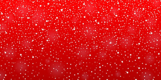 Fondo abstracto de Navidad con nieve y estrellas en rojo Ilustración vectorial