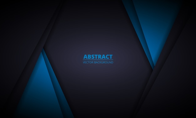 Fondo abstracto negro y azul con líneas de papel. Ilustración de diseño moderno elegante oscuro.