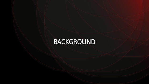 Fondo abstracto negro con círculos de gradiente rojo líneas mezcladas