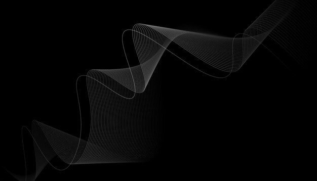 Fondo abstracto negro con curvas blancas