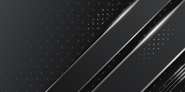 Fondo abstracto negro dimensión 3D con decoración de luz plateada blanca